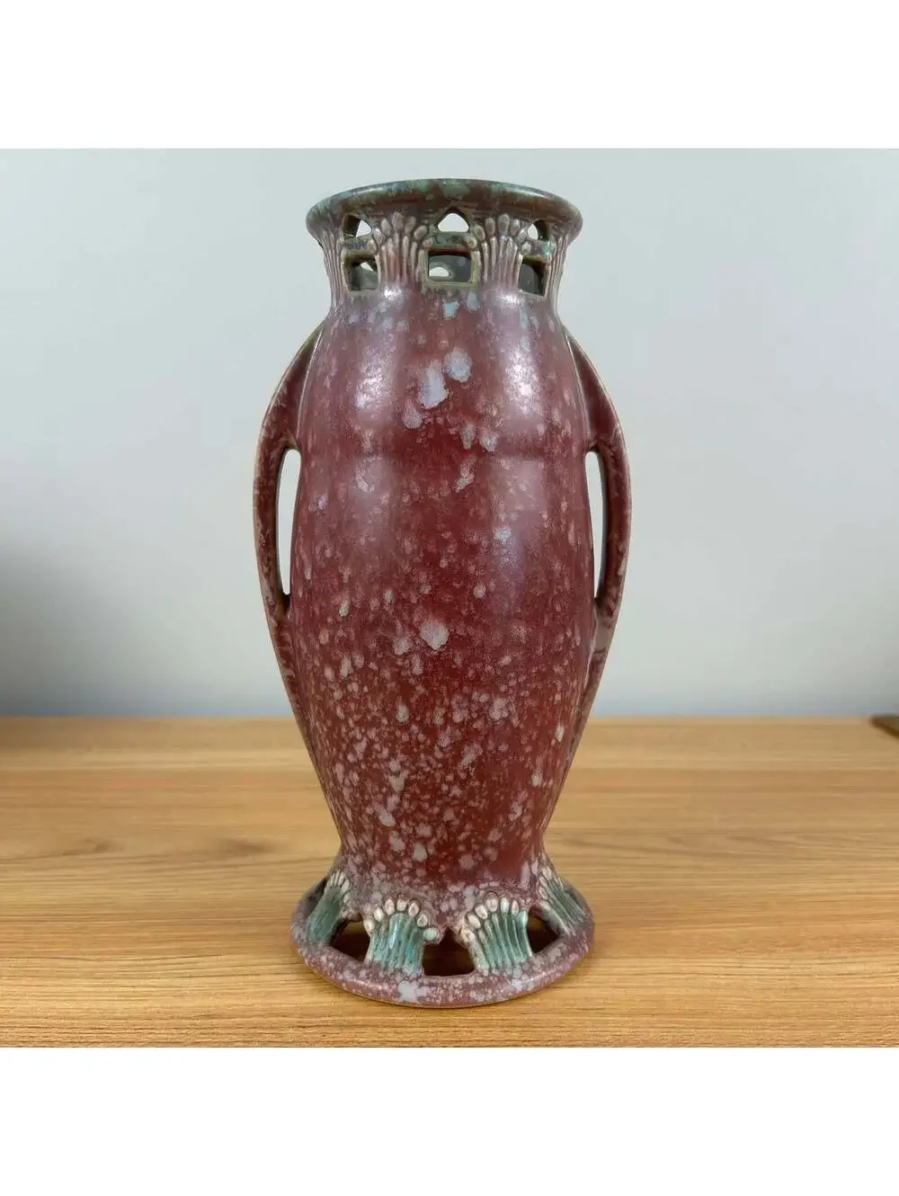 Roseville Ferella Dark Rose 1930 Vintage Art Deco Pottery Ceramic Vase 507-9